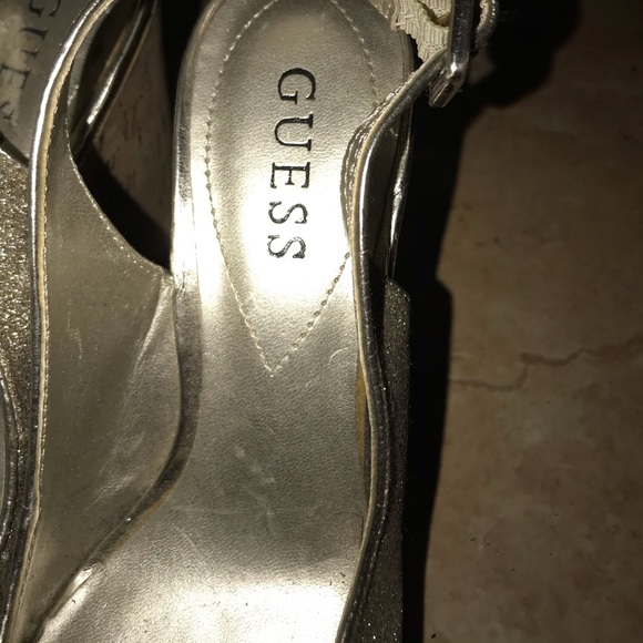 Guess Gold Peep Toe Wedges - Picture 3 of 4